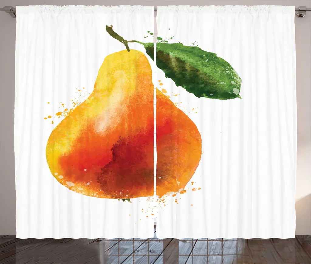 Rideau rustique poire orange et vert ABAKUHAUS en tissu 280x225 cm