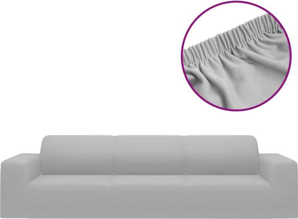 Stretch Sofahusse 4-Sitzer Grau Polyester-Jersey