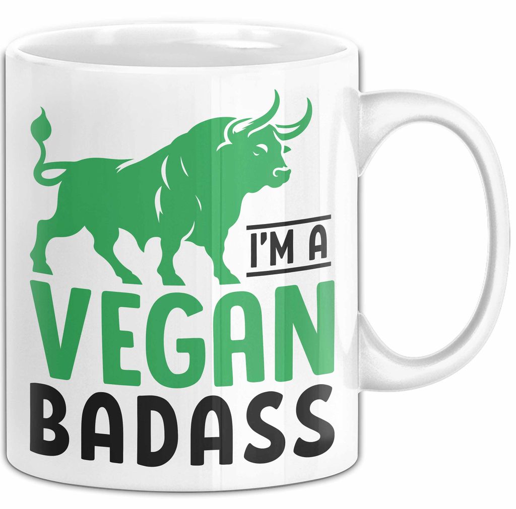 Veganer Tasse Geschenk Gym Vegan Gesund Stier Geschenkidee (Weiß)