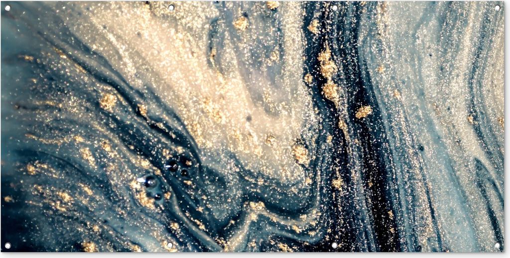 MuchoWow 160x80 cm Outdoor-Poster Gartendeko Sichtschutz Garten Poster für den Garten Marmor - Farbe - Glitter - Gold