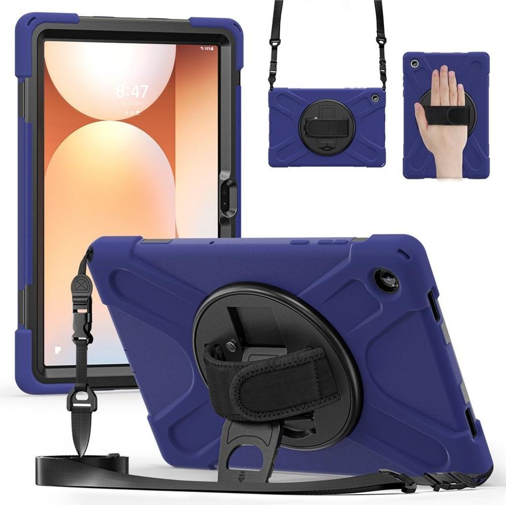Samsung Galaxy Tab A11 Plus Hülle - Coverup Heavy Duty Case mit Schultergürtel - Dunkelblau