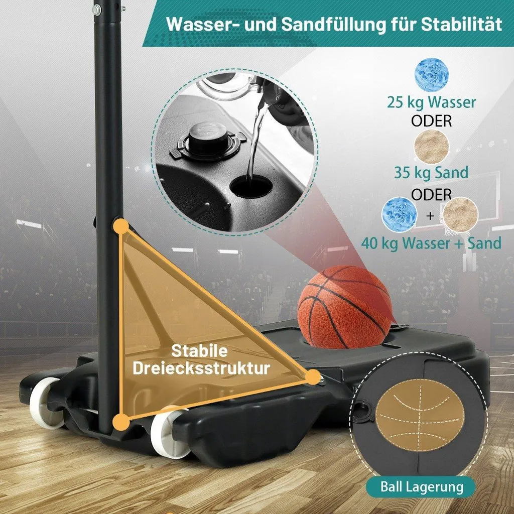 Panier de basket résistant aux intempéries avec socle lestable vert - 4
