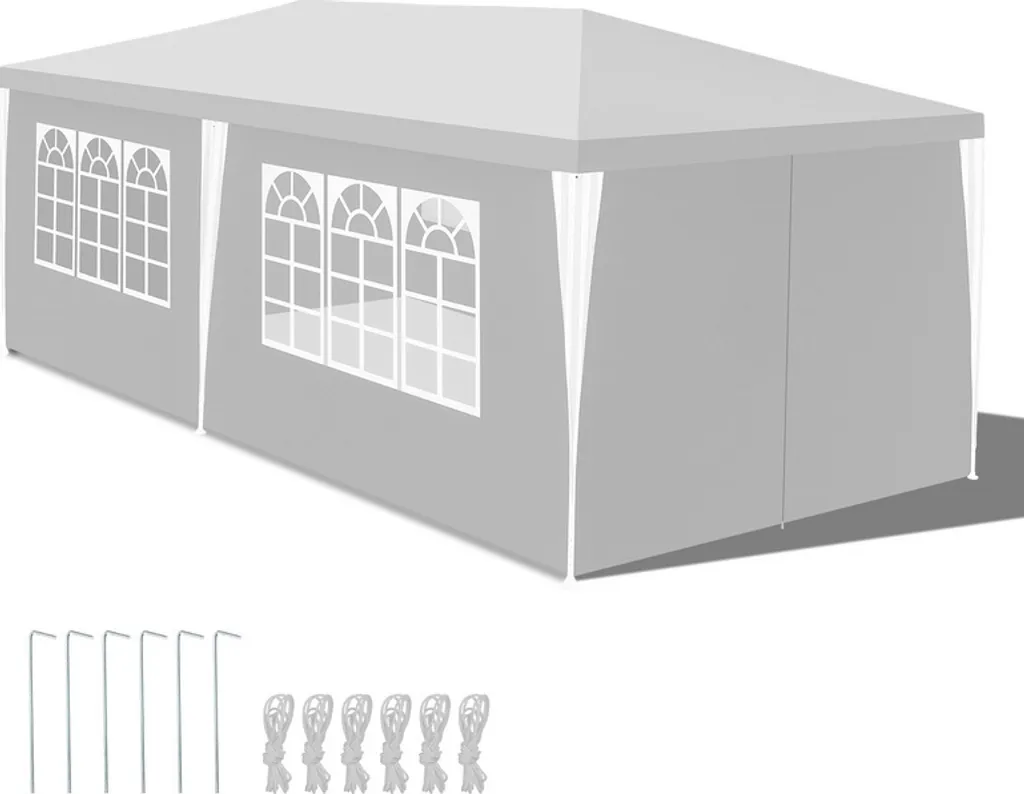 Gazebo TolleTour 3x6m Bianco per Giardino | Tenda Impermeabile 4 Pareti