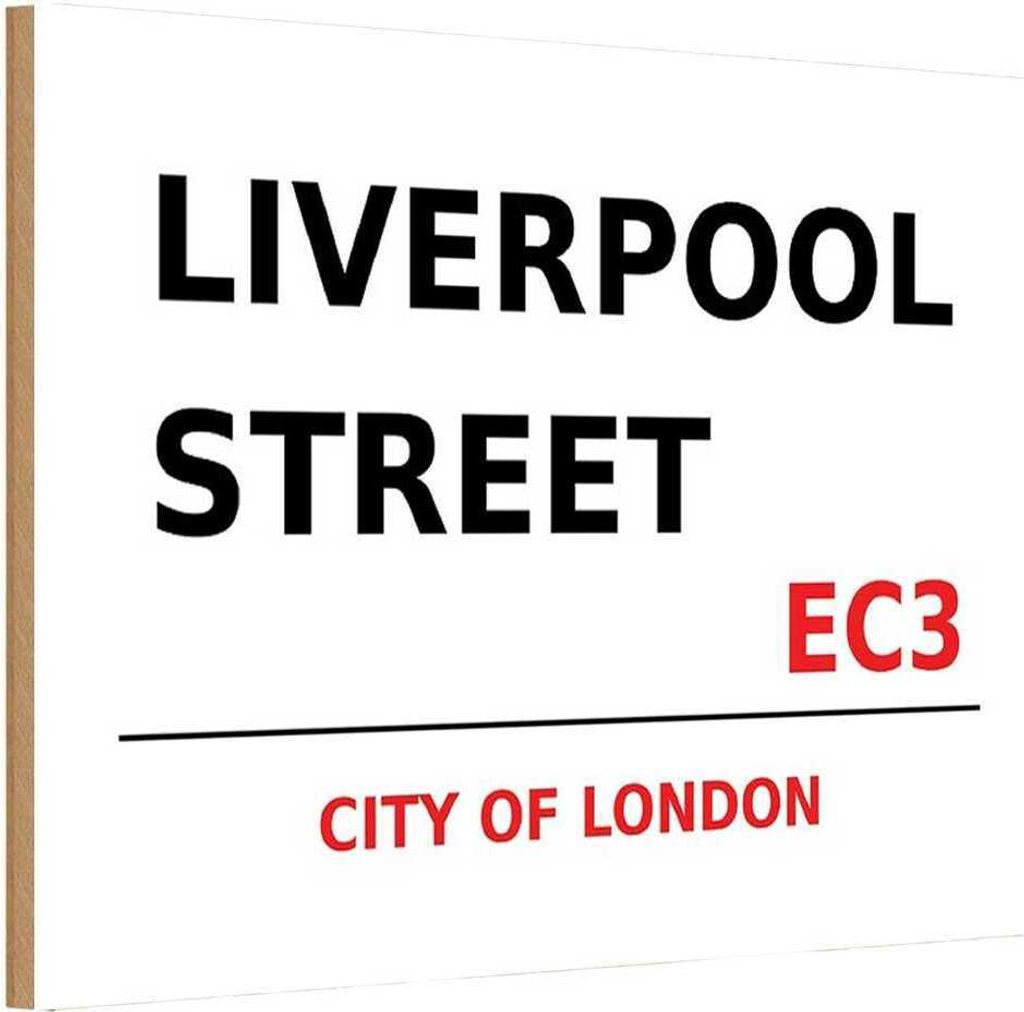 vianmo Holzschild 20x30 cm City Liverpool Street EC3 Straße Stadt