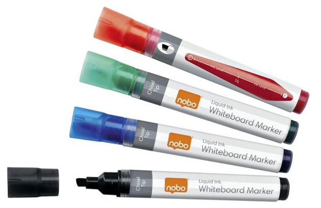 Nobo - Whiteboard-Marker Flüssigtinte diagonal sortiert 4mm 4St