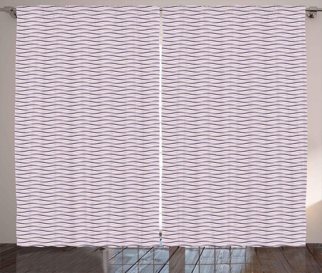 ABAKUHAUS Lila Rustikaler Gardine, Meer Wellen inspiriert, Schlafzimmer Kräuselband Vorhang mit Schlaufen und Haken, 280 x 175 cm, Pale Pink Lila