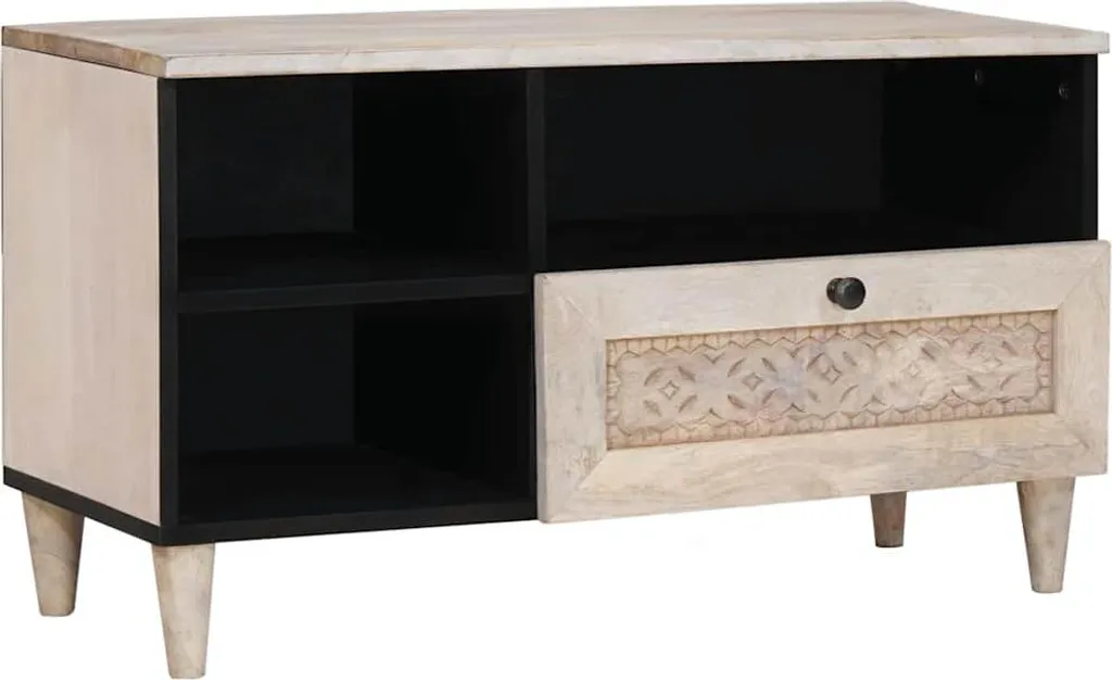 Mobile TV Bianco 80x33x46 cm con Cassetti - Design Salvaspazio Moderno