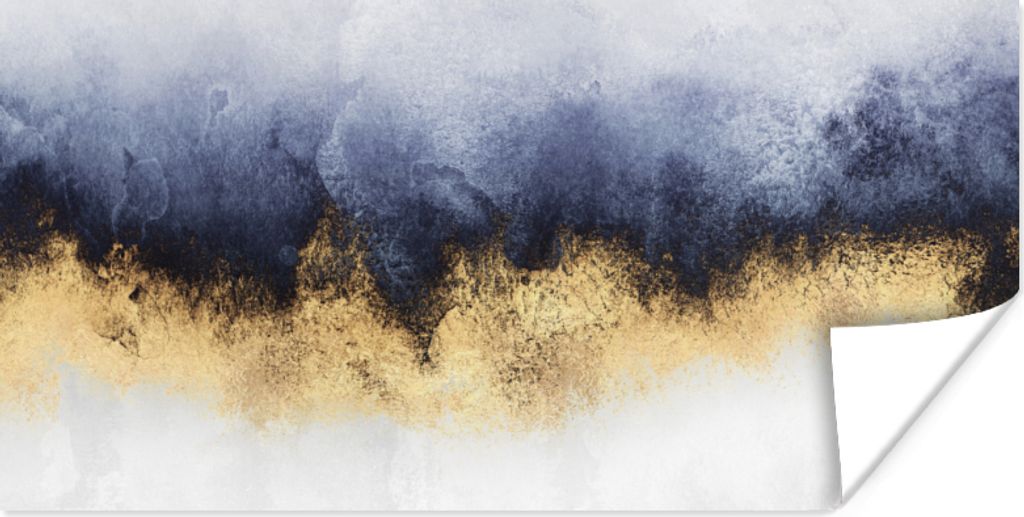 MuchoWow Poster Abstrakt - Gold - Luxus 80x40 cm - Wanddeko