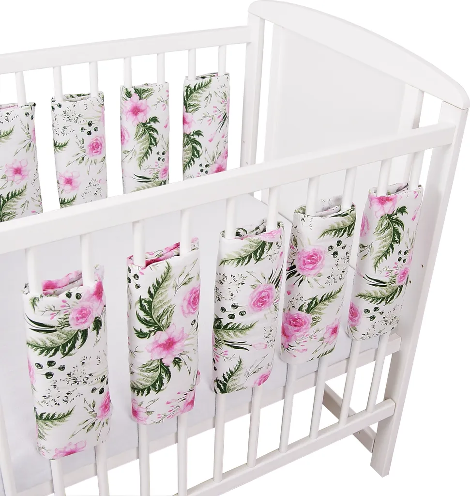 Protection de lit bébé 100% coton 38x30cm 6 pièces motif floral avec velcro