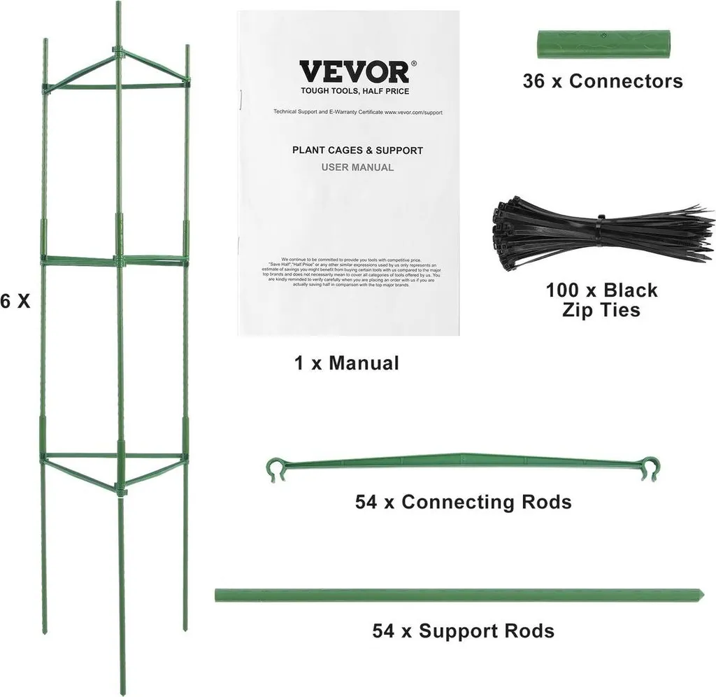 Supports pour Plants de Tomates 122 cm - Kit de 6 Tuteurs Verticaux XL - 9