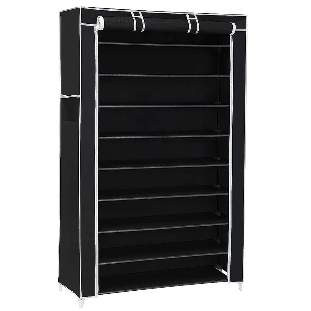 Étagère à chaussures modulable 10 niveaux en tissu résistant avec housse