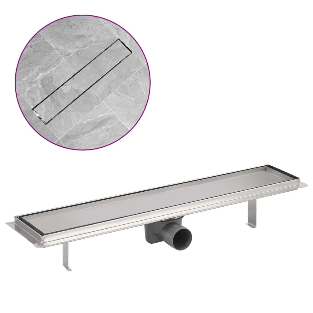 Caniveau de douche 630x140 mm en acier inoxydable brossé