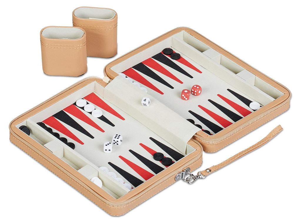 Relaxdays Backgammon, reisspeel met tas, inclusief Productafbeelding 