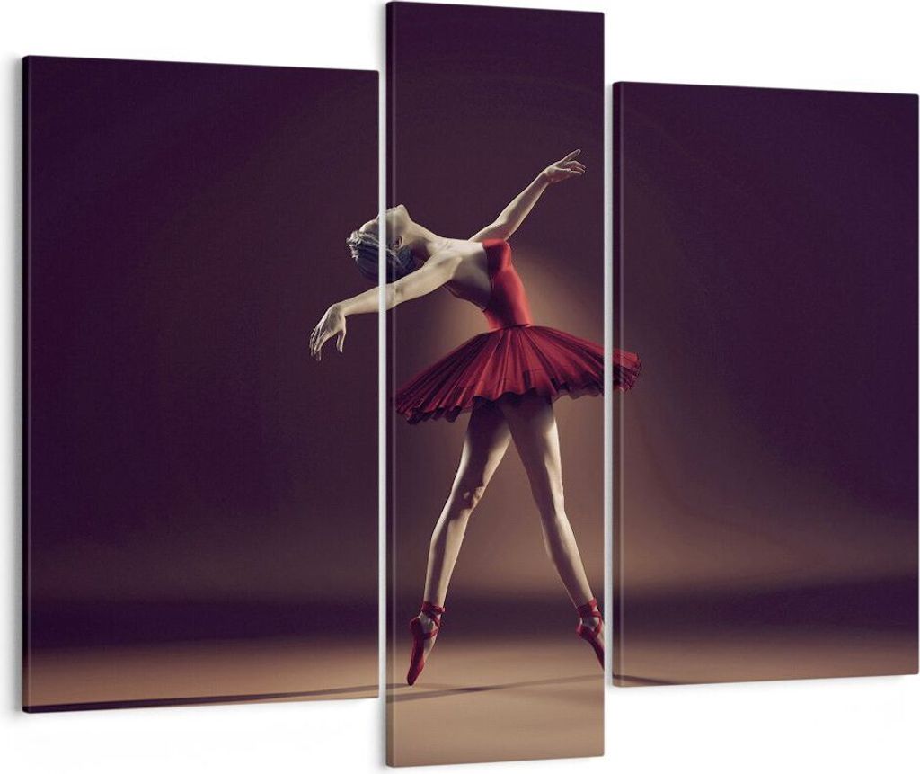 Bild auf Leinwand - Leinwandbild - 3 Teile - Ballerina Rot Kleid - 95x80cm - Wand Bild - Wanddeko - Wandbilder - Leinwanddruck - Bilder - Wanddekor...