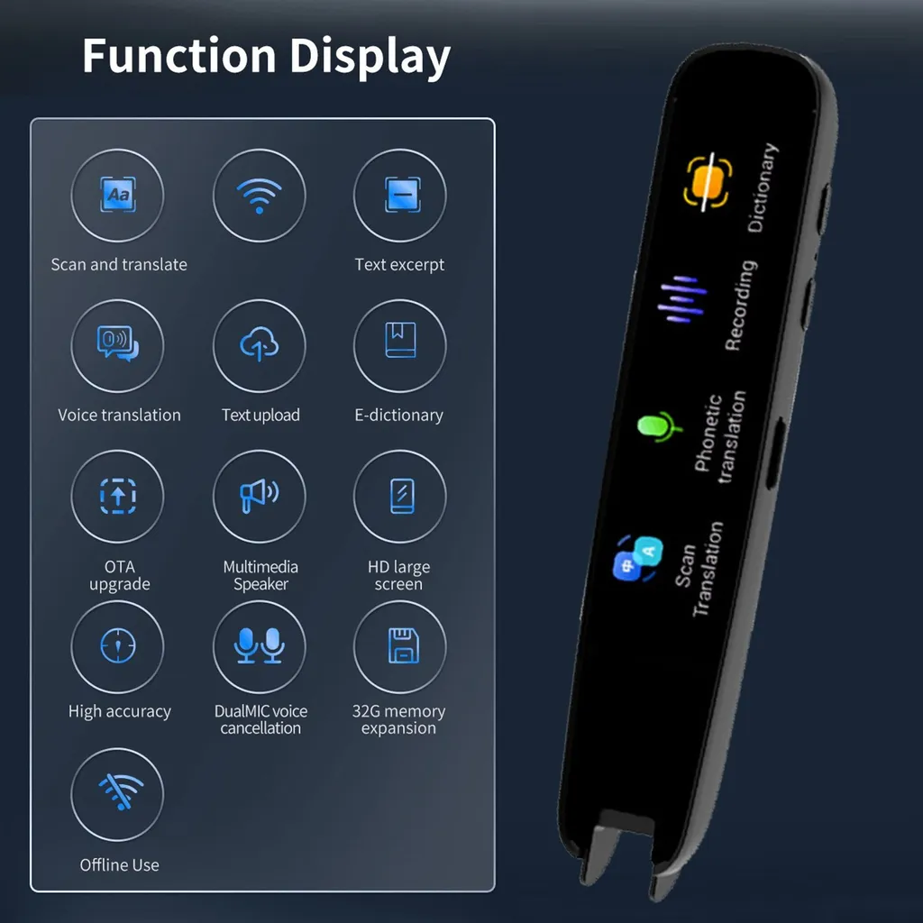 Scan Reader Pen Haute Précision - Traducteur Multilingue Écran Tactile - 12