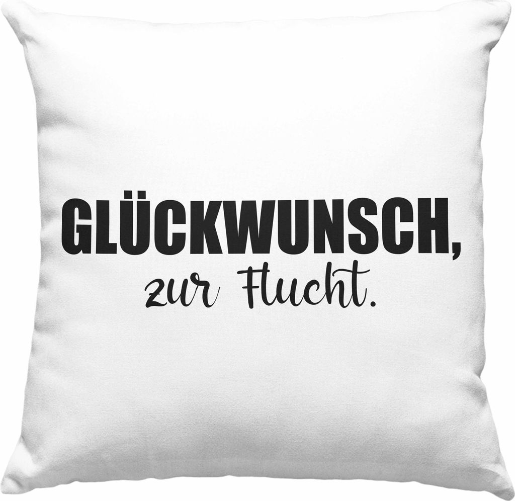 Jobwechsel Deko-Kissen mit Füllung 40x40 Geschenk Kollegin Kollege Lustig Abschiedsgeschenk Sprüche - Glückwunsch Zur Flucht (Grün)