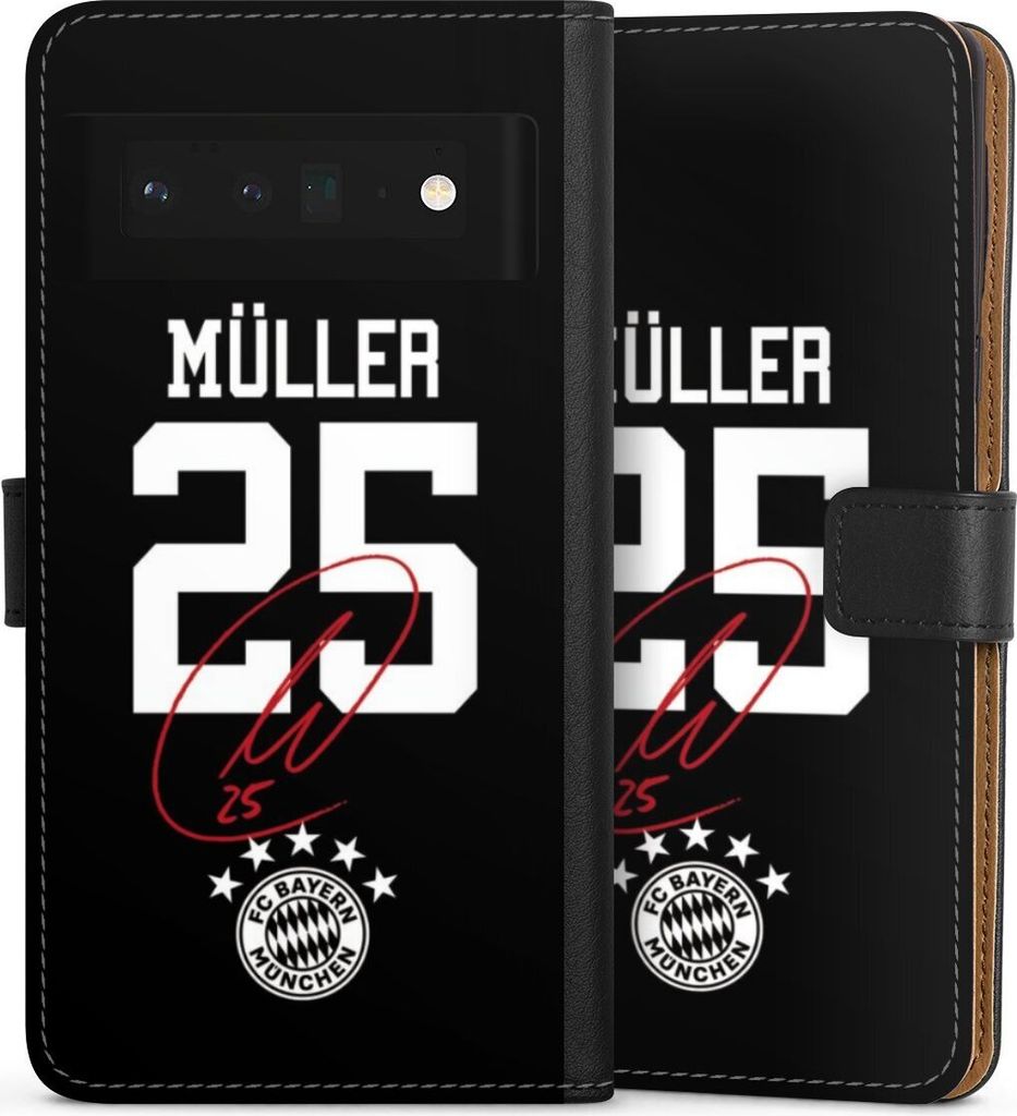 DeinDesign Klapphülle für Google Pixel 6 Pro Handytasche Lederhülle Tasche FC Bayern München FCB Thomas Müller
