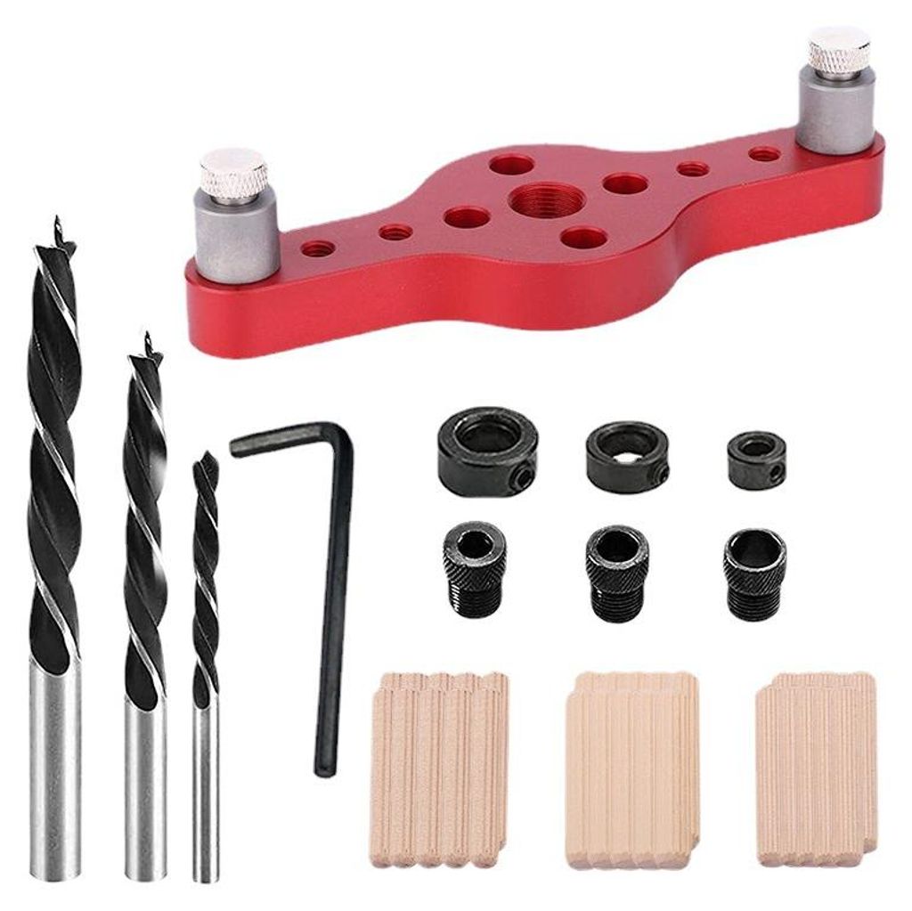 2-10mm Alloy Vertical Pocket Hole Jig Woodworking Drilling Locator Wood Dowel Self-Centering Drilling Kit Hole Punch (1 Set)