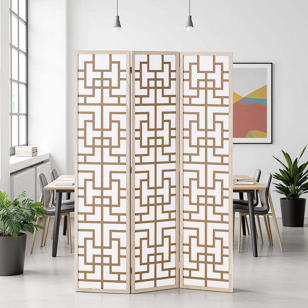 Homestyle4u Paravent Raumteiler 3 teilig Holz Shoji Produktbild 