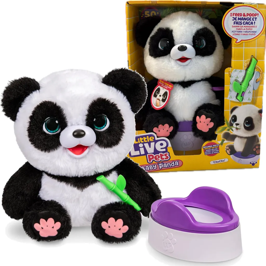 Little Live Pets ChuChu Pando Panda Interactif avec son Petit Pot Rose