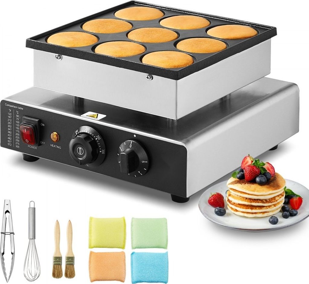 Mini Pfannkuchenmaschine - Dutch Pfannkuchenmaker 9 Stück - Edelstahl Dorayaki Maker - ideale Küchenhilfe für Snackliebhaber