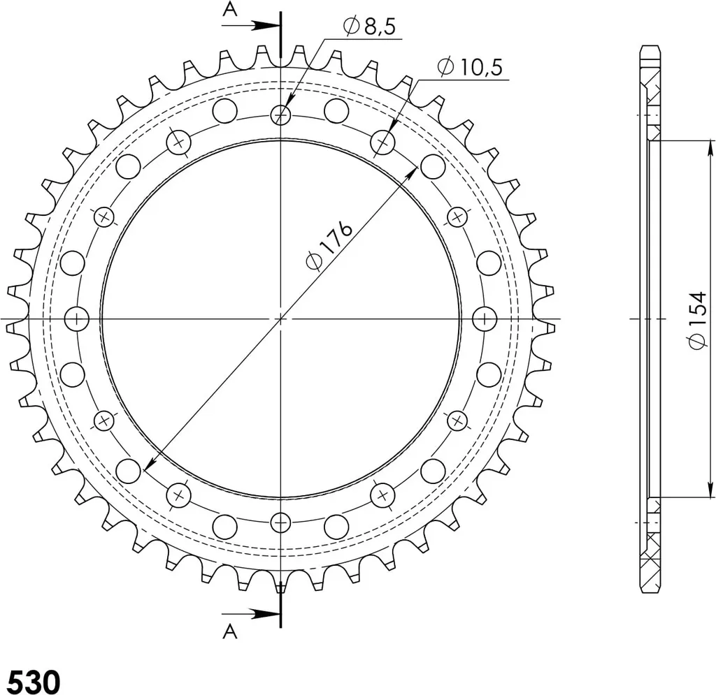 Couronne arrière moto 45 dents en alu bleu Supersprox pas de chaîne 530