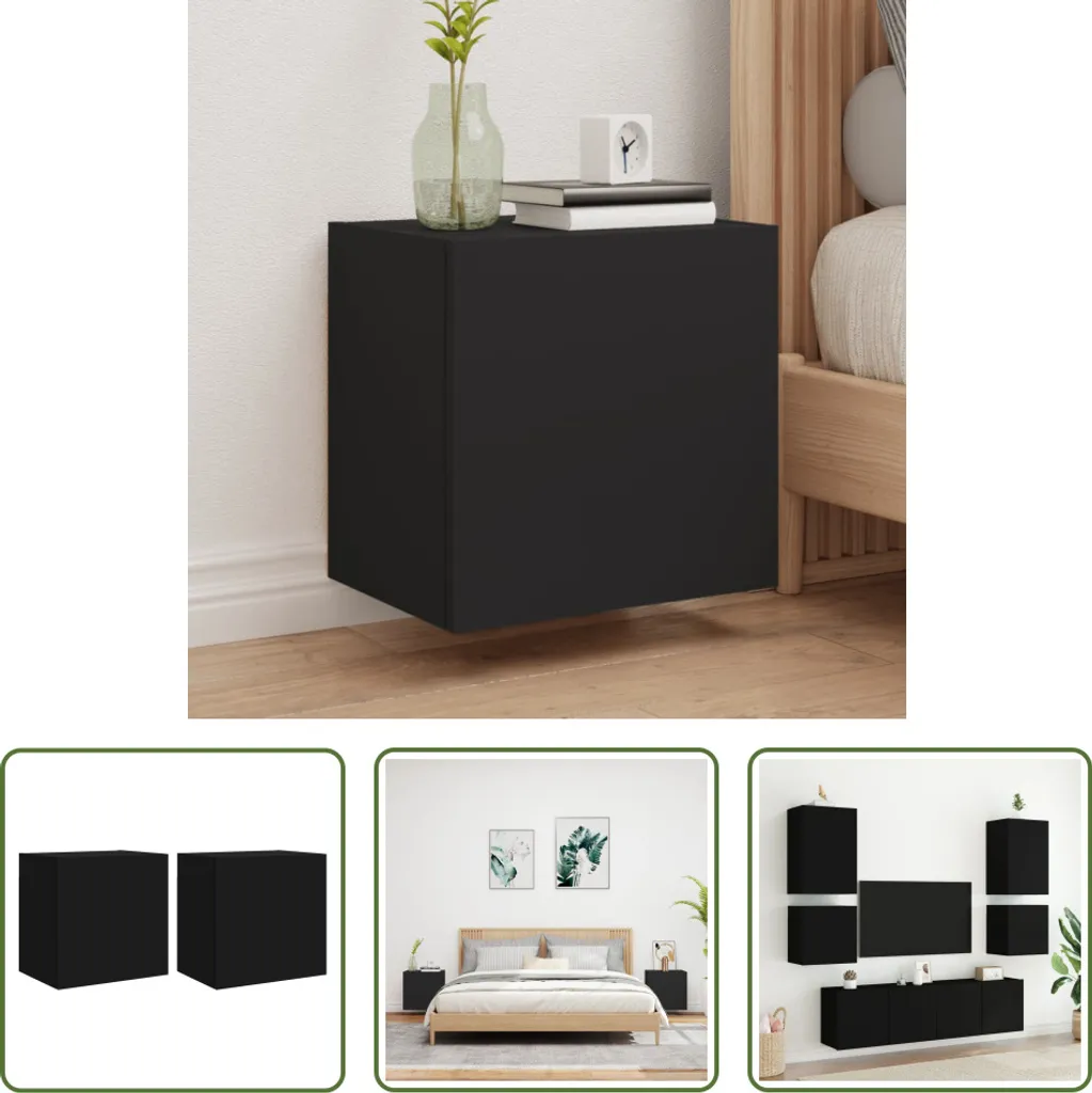 The Living Store Pareti TV 2 pezzi nero 40,5x30x40 cm materiale legno