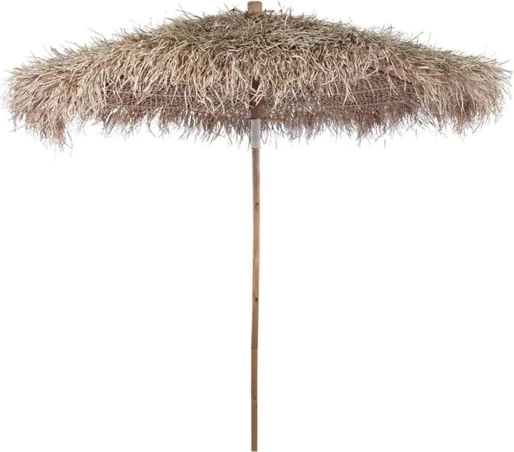 Parasol en bambou 210 cm avec toit en feuille de bananier véritable