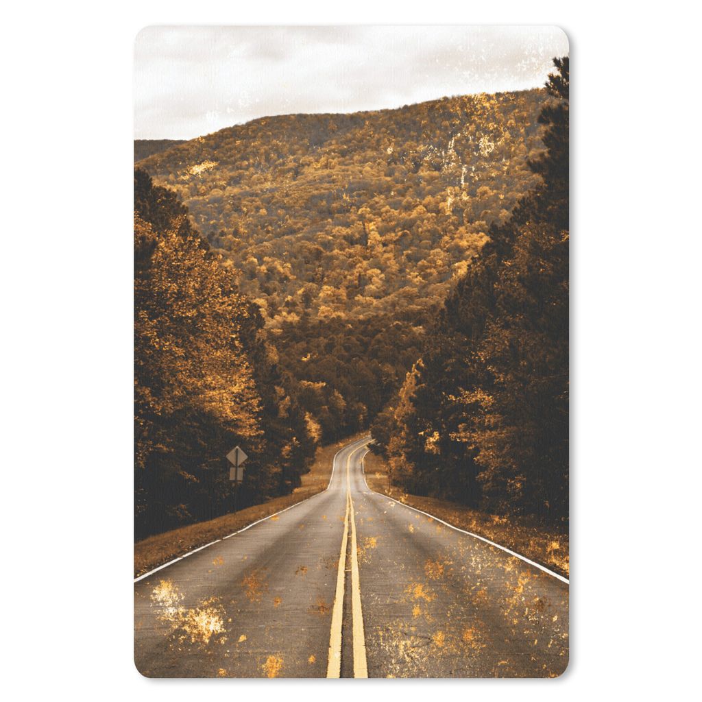 MuchoWow Mauspad Mousepad Gold - Straße - Bäume 18x27 cm - Mousepads - Maus Mat - Pad - Mausunterlage