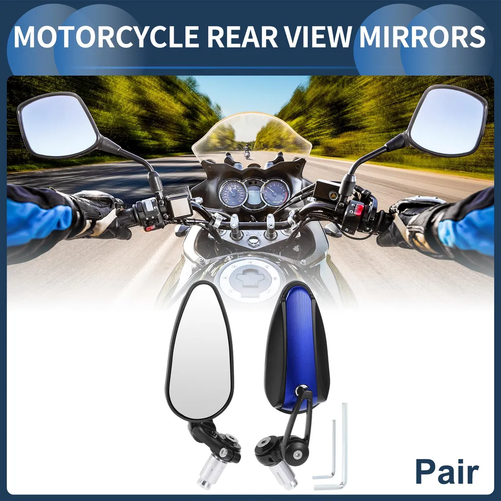 Rétroviseurs Moto en Alliage d'Aluminium Blanc avec Vitre Bleue 1 Pair