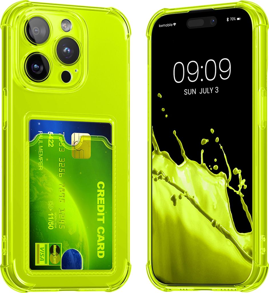 kwmobile Hülle mit Kartenfach kompatibel mit Apple iPhone 15 Pro Max - Handyhülle iPhone 15 Pro Max mit Kartenfach - Soft Case - Schutzhülle in