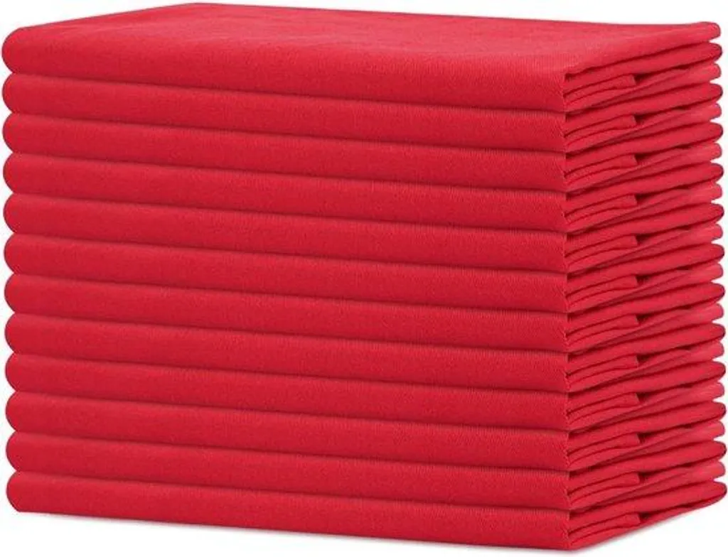 Serviettes coton rouge 50 x 50 cm : Qualité épaisse et grand format