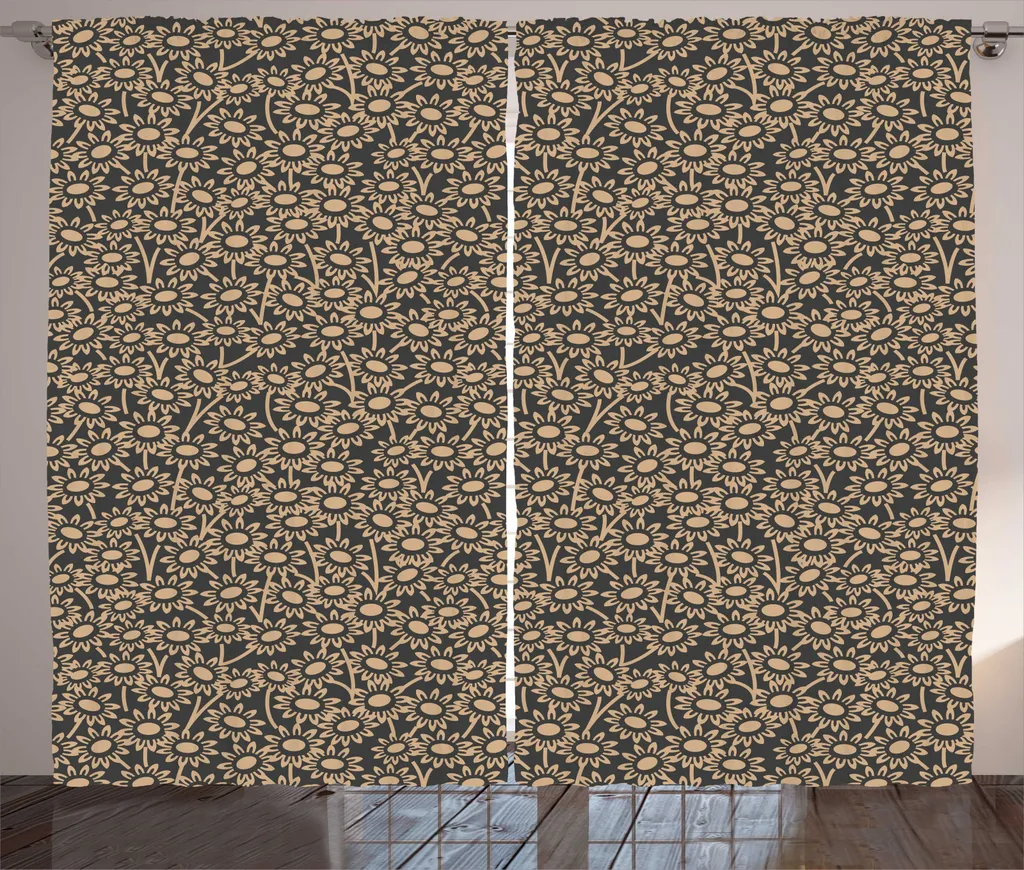 Rideaux de Salon Floraux avec Ruban Universel 280x225 cm ABAKUHAUS