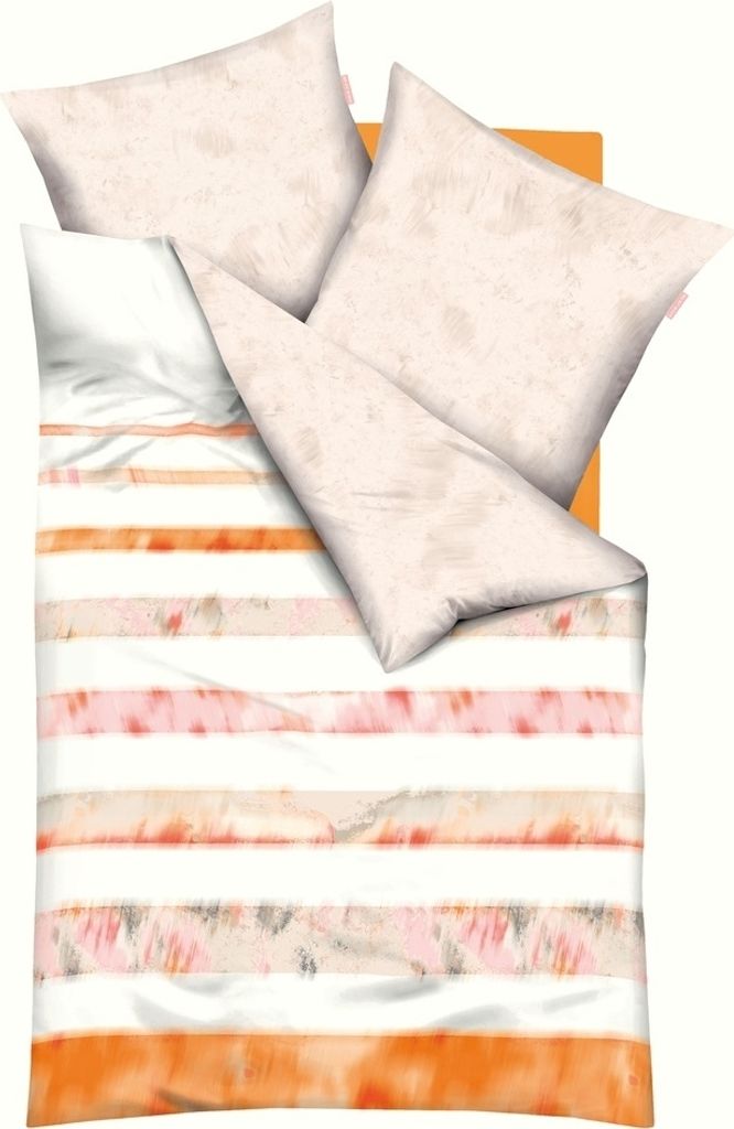 Kaeppel Mako-Satin Bettwäsche Zoom Wende Streifen 100% Baumwolle Reißverschluss Bettbezug Kissenbezug Bettgarnitur Bettwäsche-Set 135x200 cm Man...