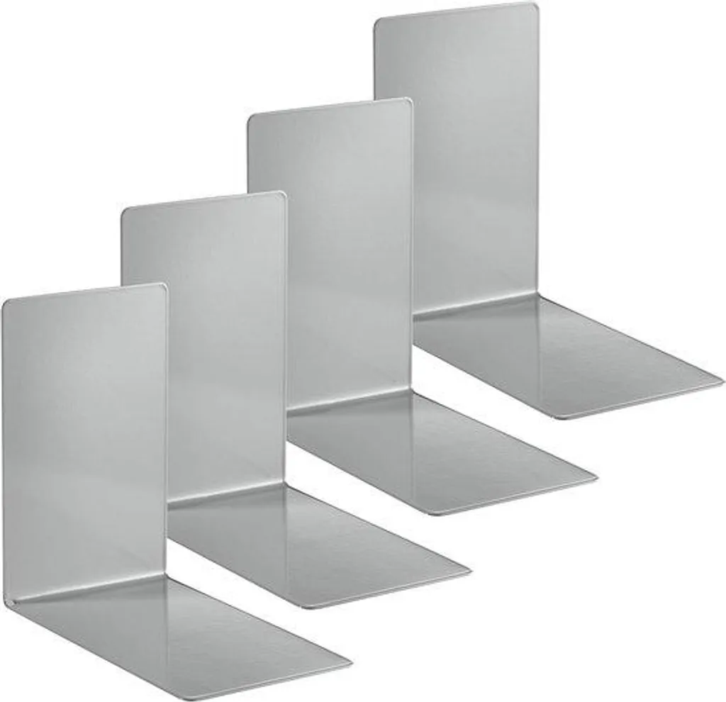 Serre-livres en métal gris lot de 4 - Dimensions 14 x 14 x 8,5 cm