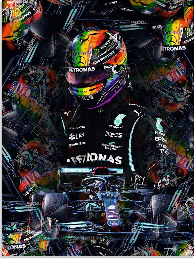 ARTland Glasbild Sir Lewis Hamilton Motorsportlegende Größe: 45x60 cm