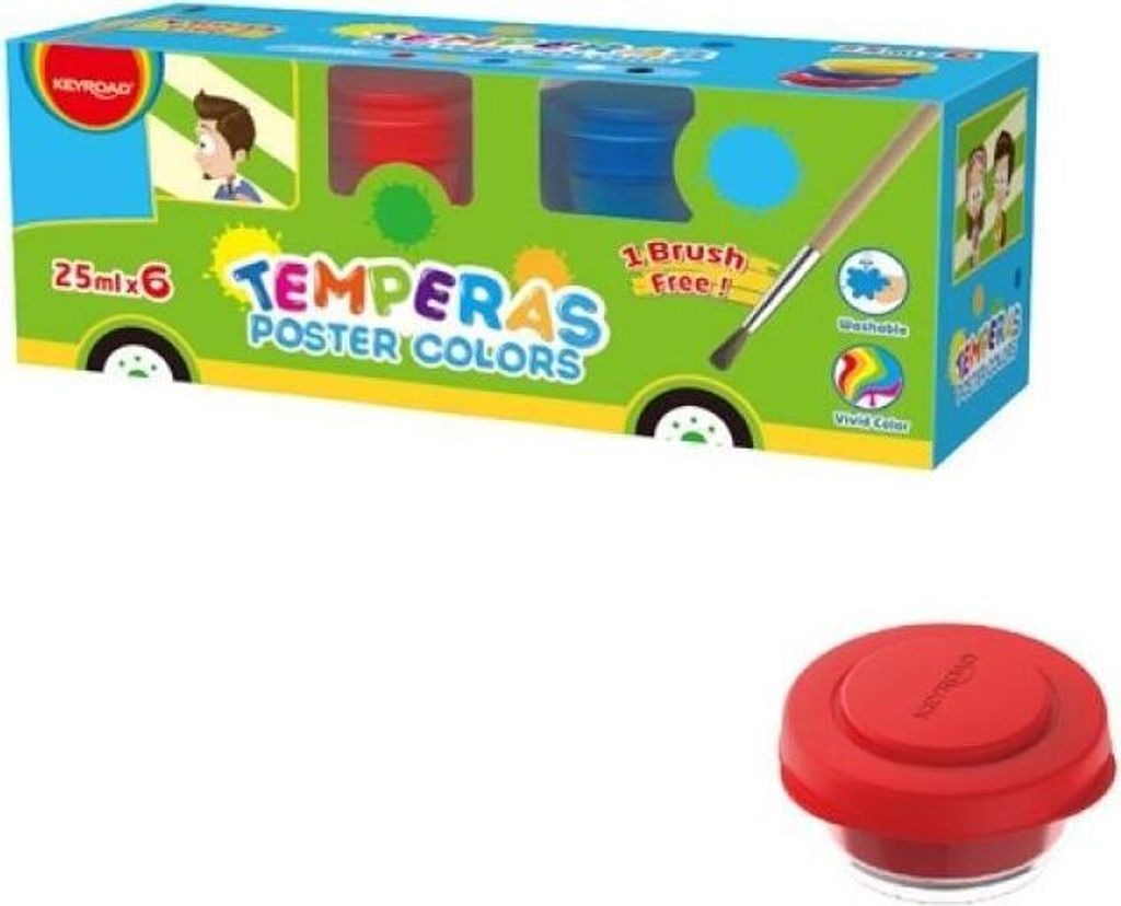 Farby plakatowe 6x25ml pędzelek gratis