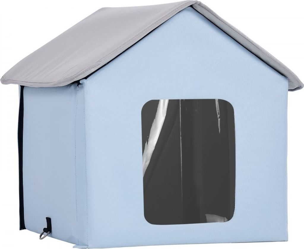 Beheizte Katzenhütte - Katzenhaus 47x42x47 cm - Katzenhöhle Blau (S) - Haustierunterkunft für Komfort und Wärme