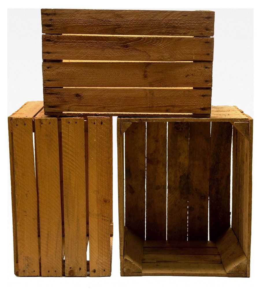 3er Set massive Obstkiste Apfelkiste Weinkiste aus dem Alten Land, 49 x 42 x 31 cm ()