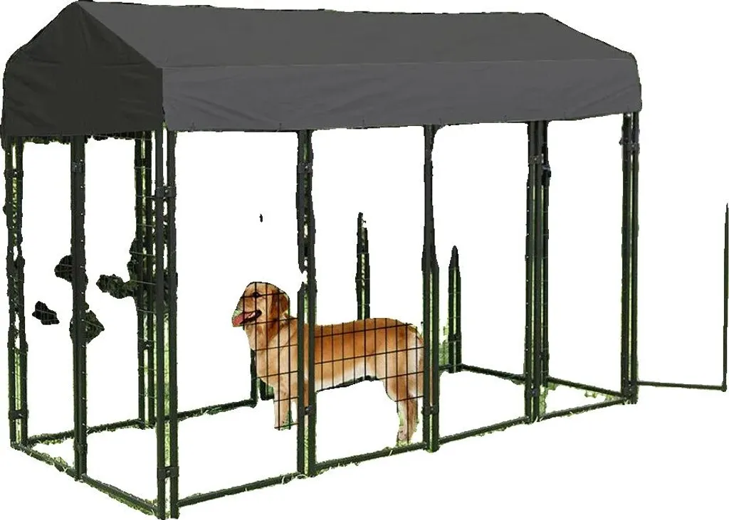 Enclos extérieur chien robuste en treillis soudé - Acier noir 220V