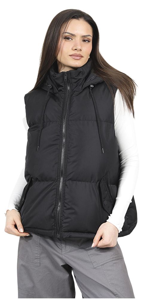 Brave Soul - "Cello" Weste für Damen, Wattiert, Kurz WH405 (42 DE) (Schwarz)