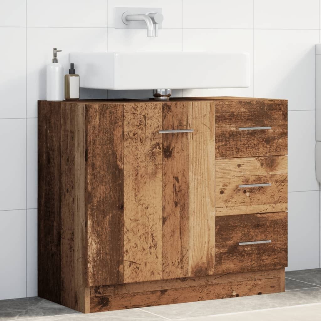 "im Angebot" Waschbeckenunterschrank Altholz-Optik 63x30x54 cm Holzwerkstoff - Badezimmer CC24466