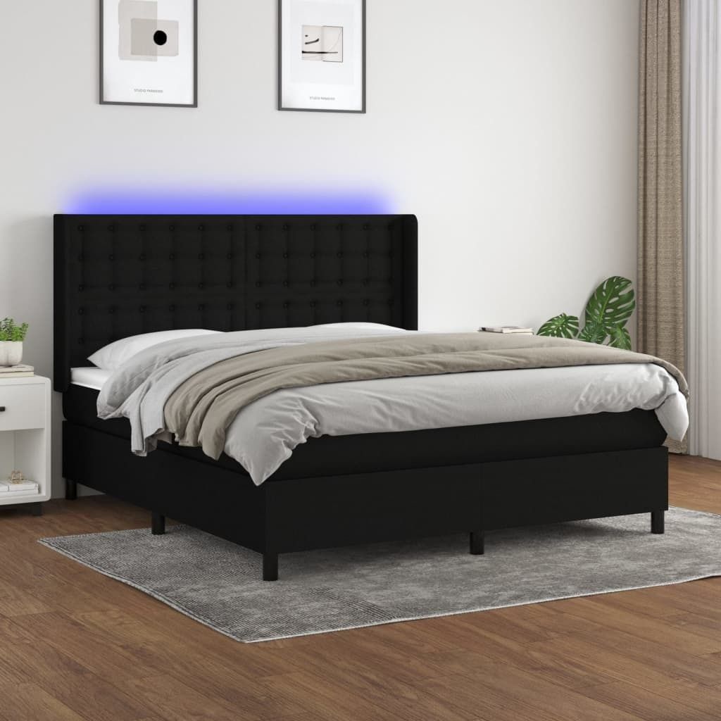 Maison Exclusive - Boxspringbett mit Matratze & LED Schwarz 180x200 cm Stoff