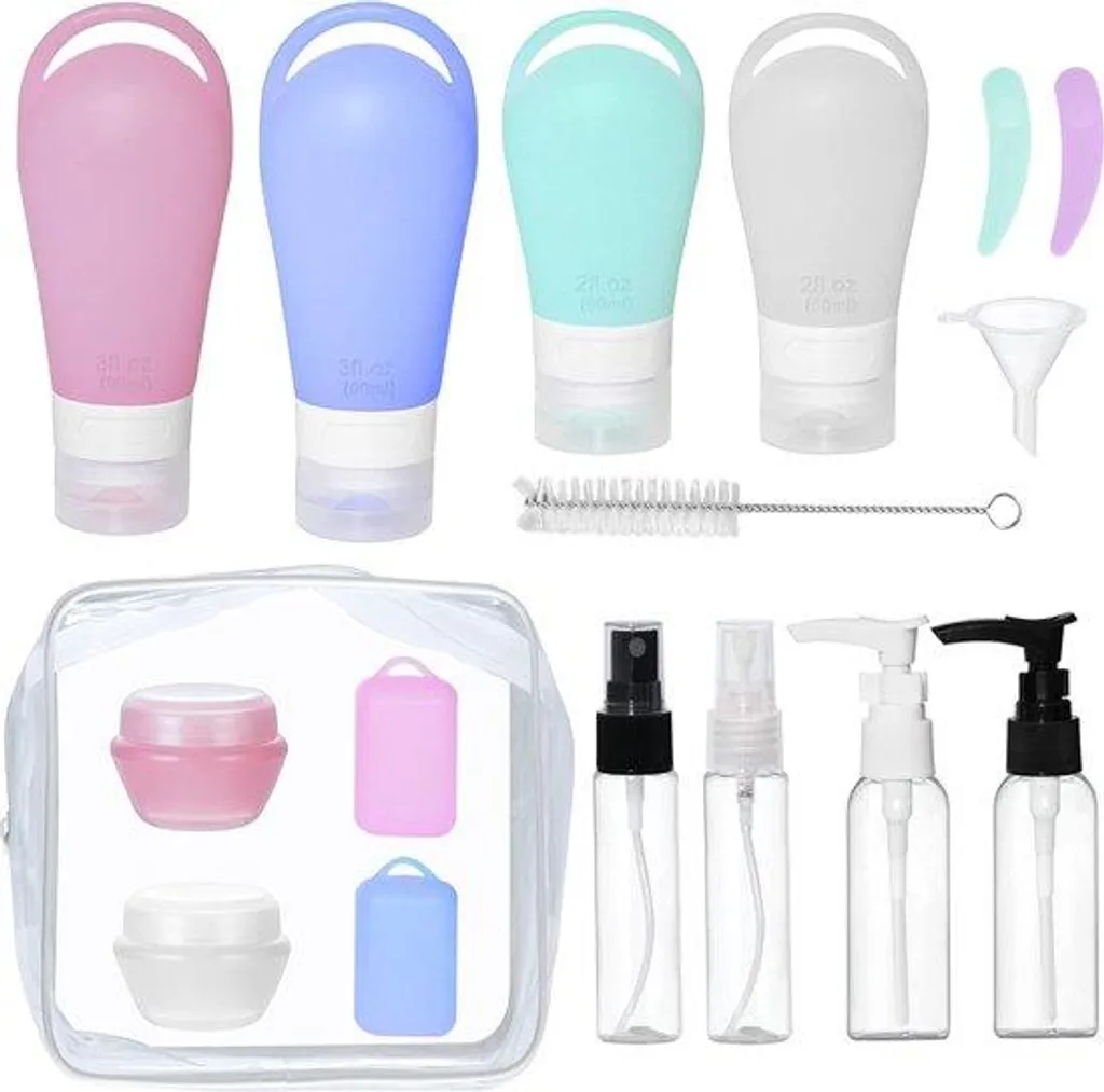 Set de voyage pour cosmétiques TSA en silicone idéal pour avion et sport