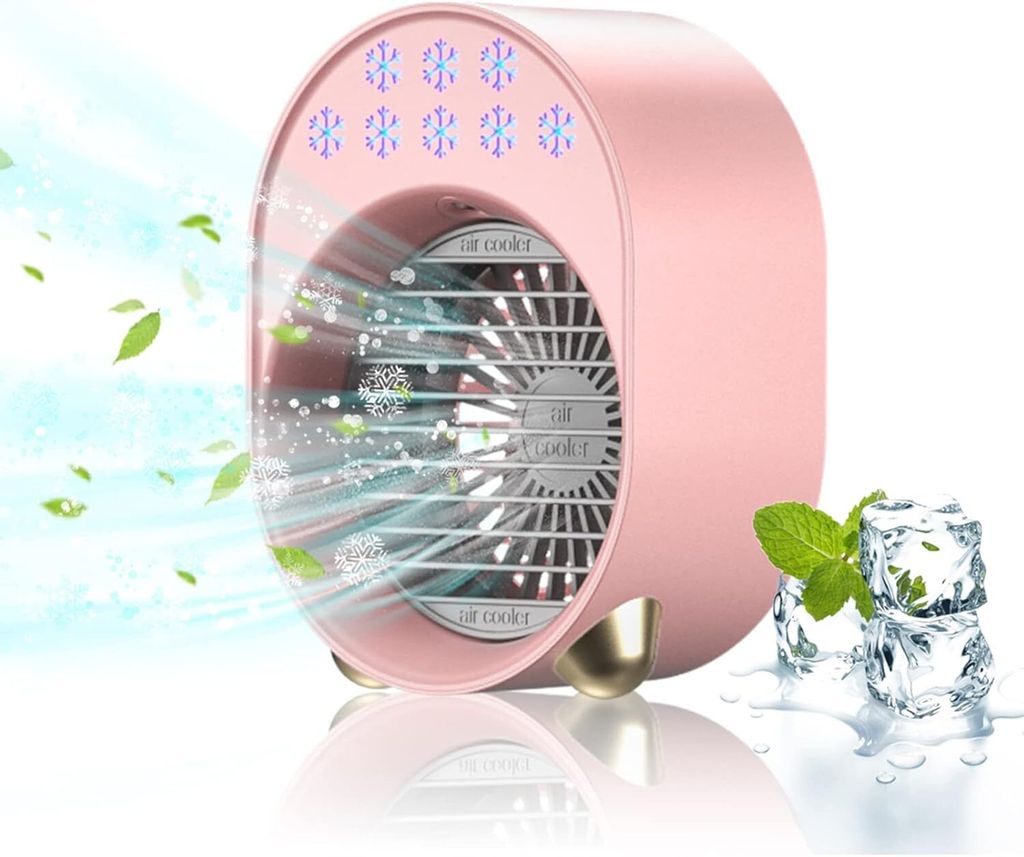 Mini Klimaanlage Akku Portable, Mini Ventilator USB 4 in 1, Mobile Klimagerät ohne Abluftschlauch Leise Klimaanlage Mobil Klimagerät Conditioner Air