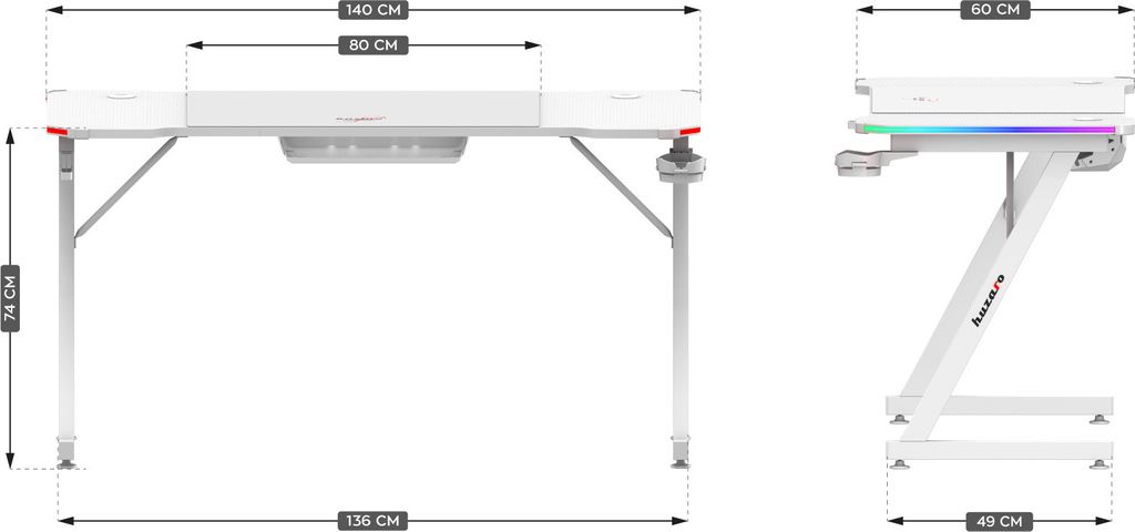 huzaro Hero 3.3 RGB | LED herní PC stůl | včetně podložky Obrázek produktu 12
