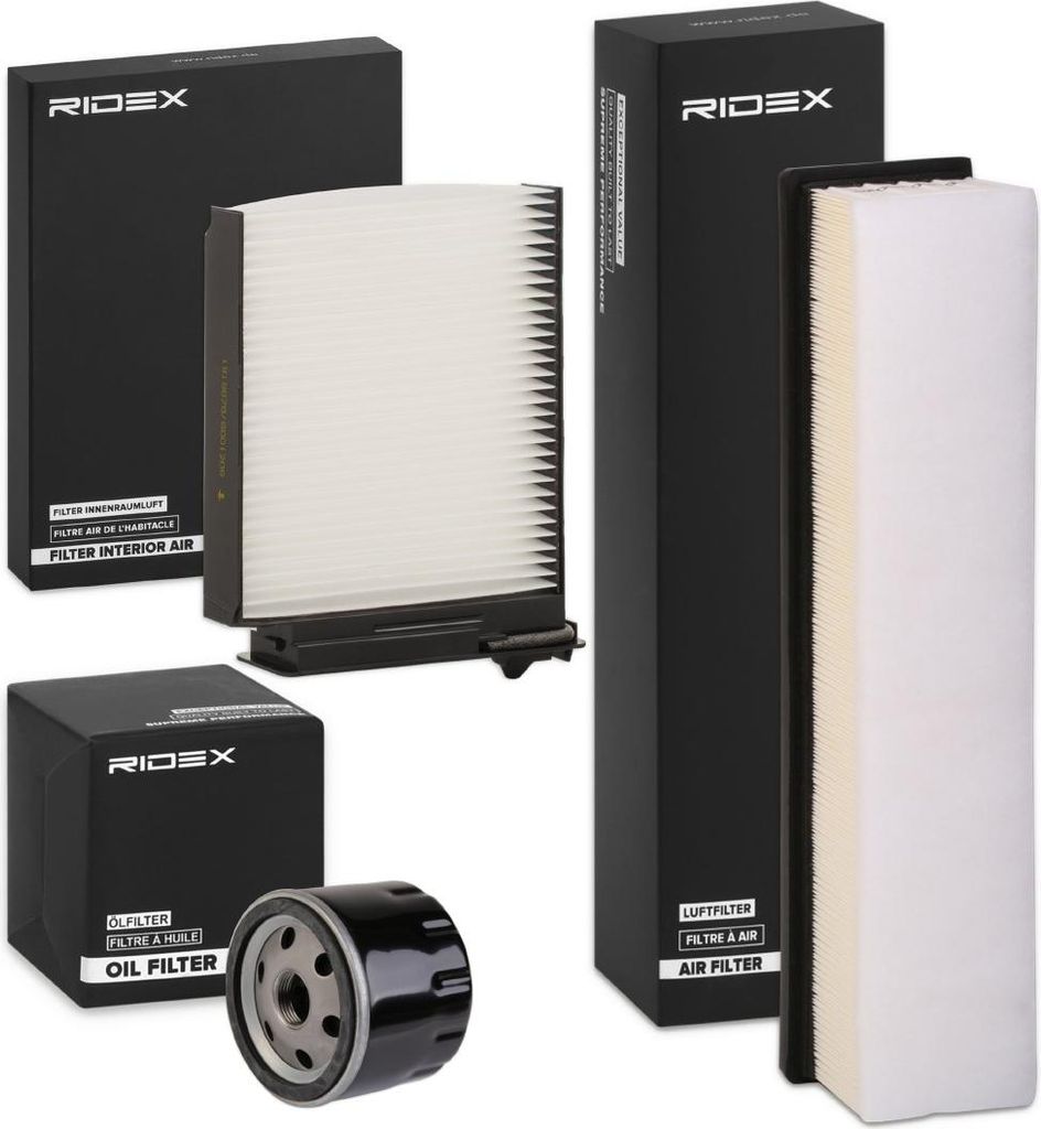 RIDEX Filterset Inspektionspaket Filtersatz für RENAULT TWINGO II (CN0) CLIO II (BB0/1/2, CB0/1/2) KANGOO Express (FW0/1) Duster (HS) LOGAN I Kombi