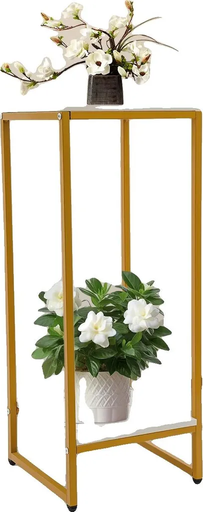 Support plantes doré multi-niveaux en métal au design minimaliste