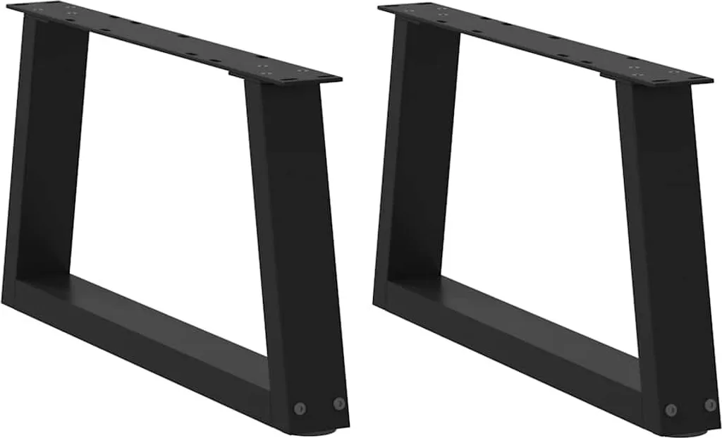 Set 2 Tavolini Gambe a V Nero 60cm Acciaio - Design Industriale