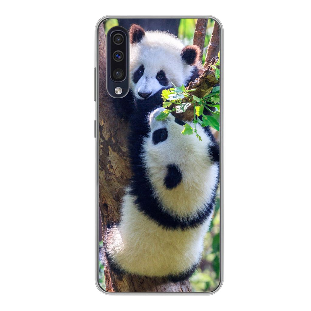 MuchoWow Handyhülle Schutzhülle Hülle für Samsung Galaxy A50 Pandas - Baum - Natur Silikon Softcase Handy Hülle - Mobiltelefonhülle
